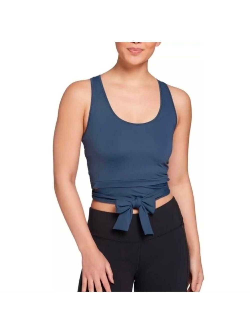 Calia Tie Wrap Tank Top M Blue Workout Athletic Crop NWT BodyBreeze